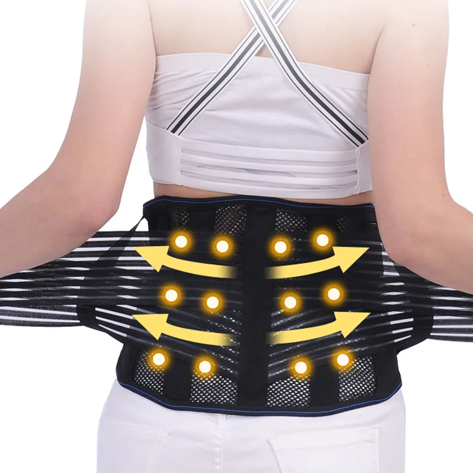 

New Self-heating 9pcs Tourmaline Magnetic Steel Bone Lumbar Support Belt Waist Spine Back Brace Posture Corrector Belt Pain