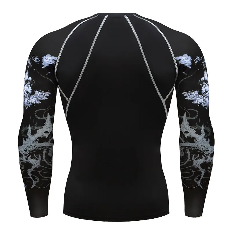 Rashguard длинная футболка для ММА Муай Тай Мужская быстросохнущая компрессионная