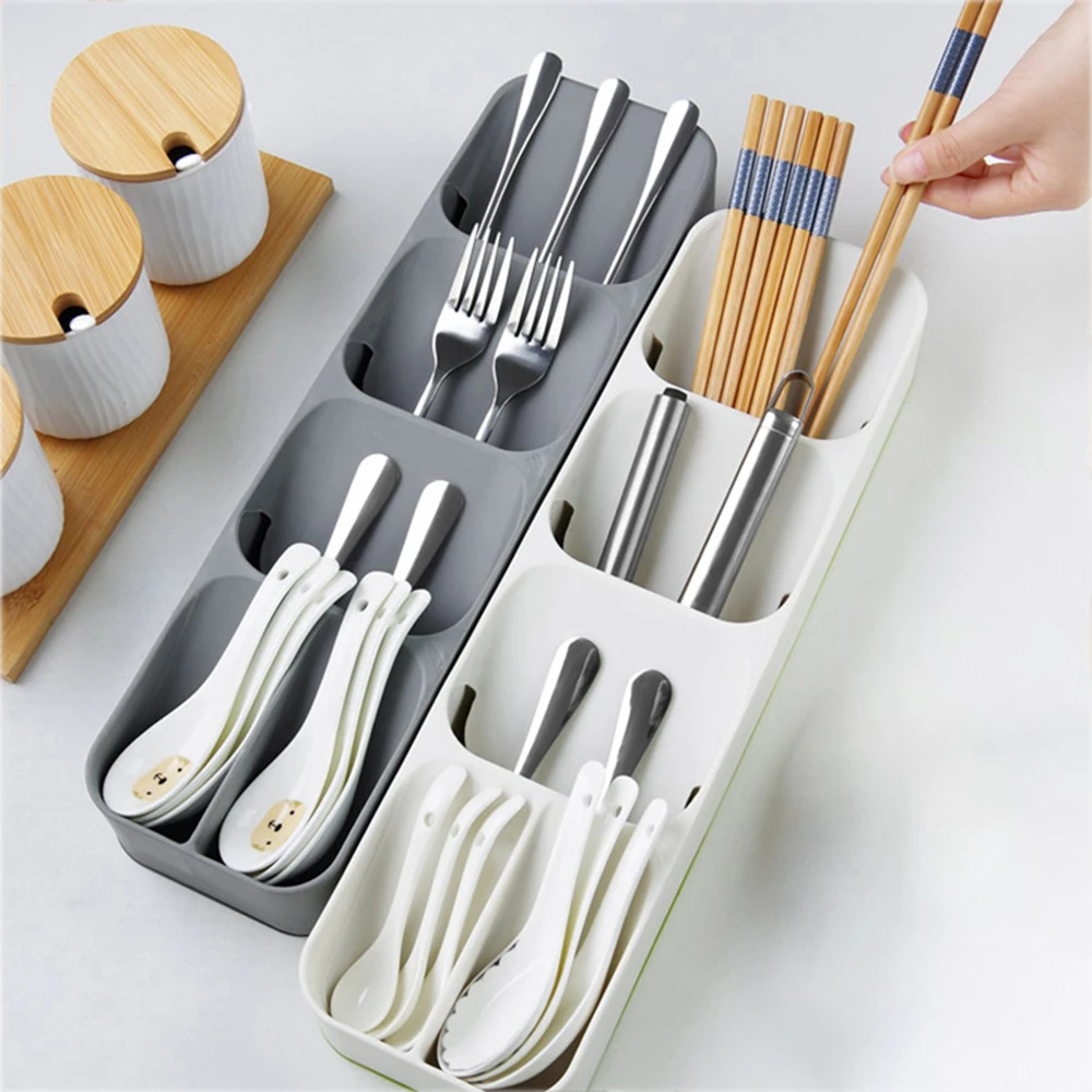 

Tableware Organizer Cutlery Storage Tray Knife Holder Spoon Fork Storage Box Drawer Plastic Container Plateau Knife Block Holde