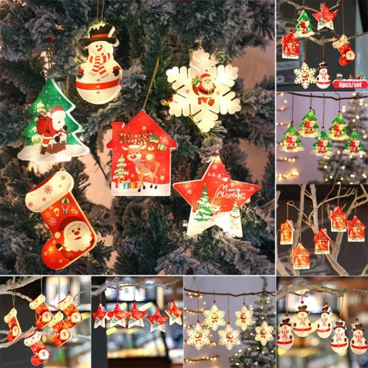 

Santa Claus Christmas Tree Ornament Lamp LED Light Merry Christmas Decorations Xmas Hanging Ornaments For New Year