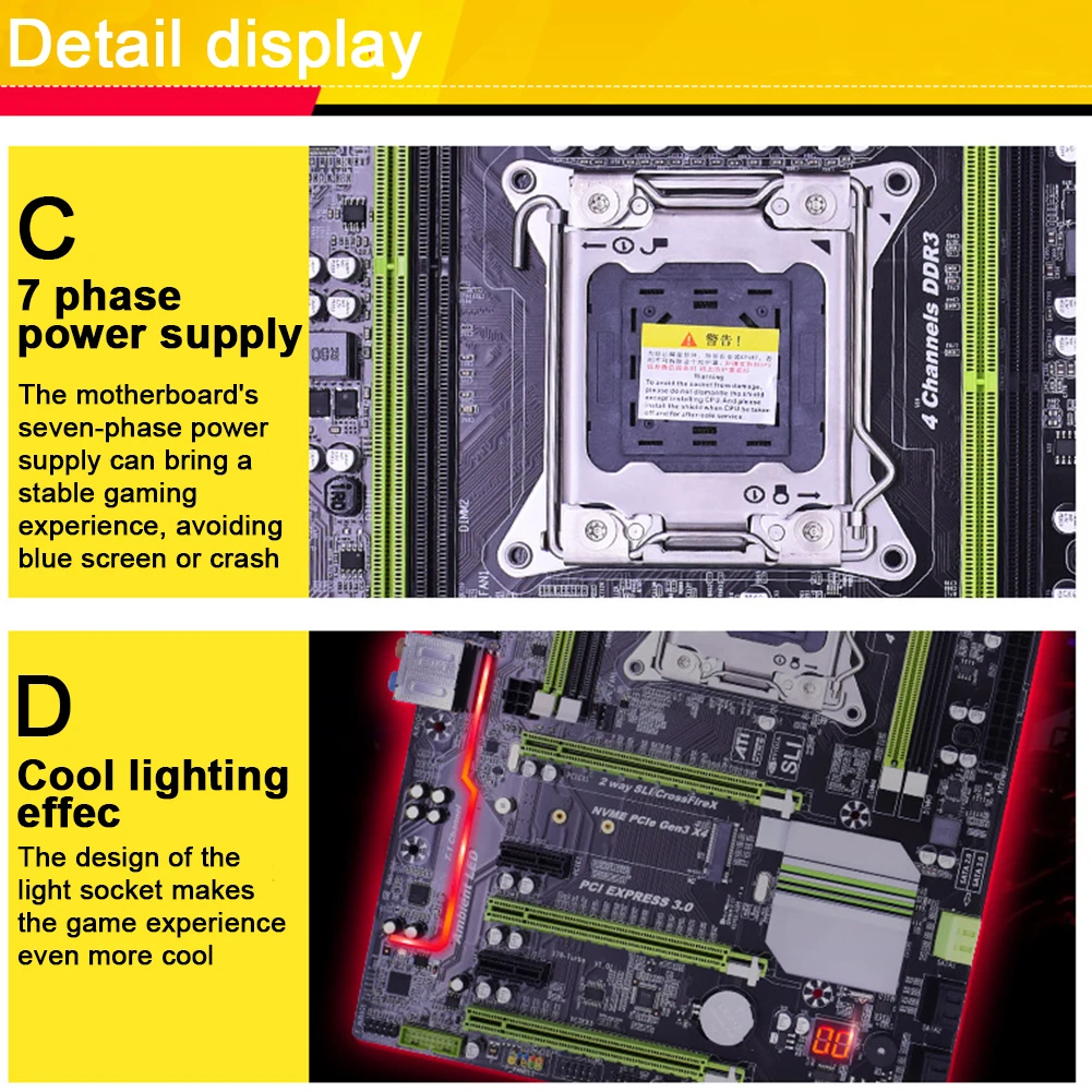 2019 Intel X79 Socket LGA 2011 материнская плата светильник ATX 4 DDR3 64 GB ECC RECC USB 3 0 M.2 SATA NVME для Xeon
