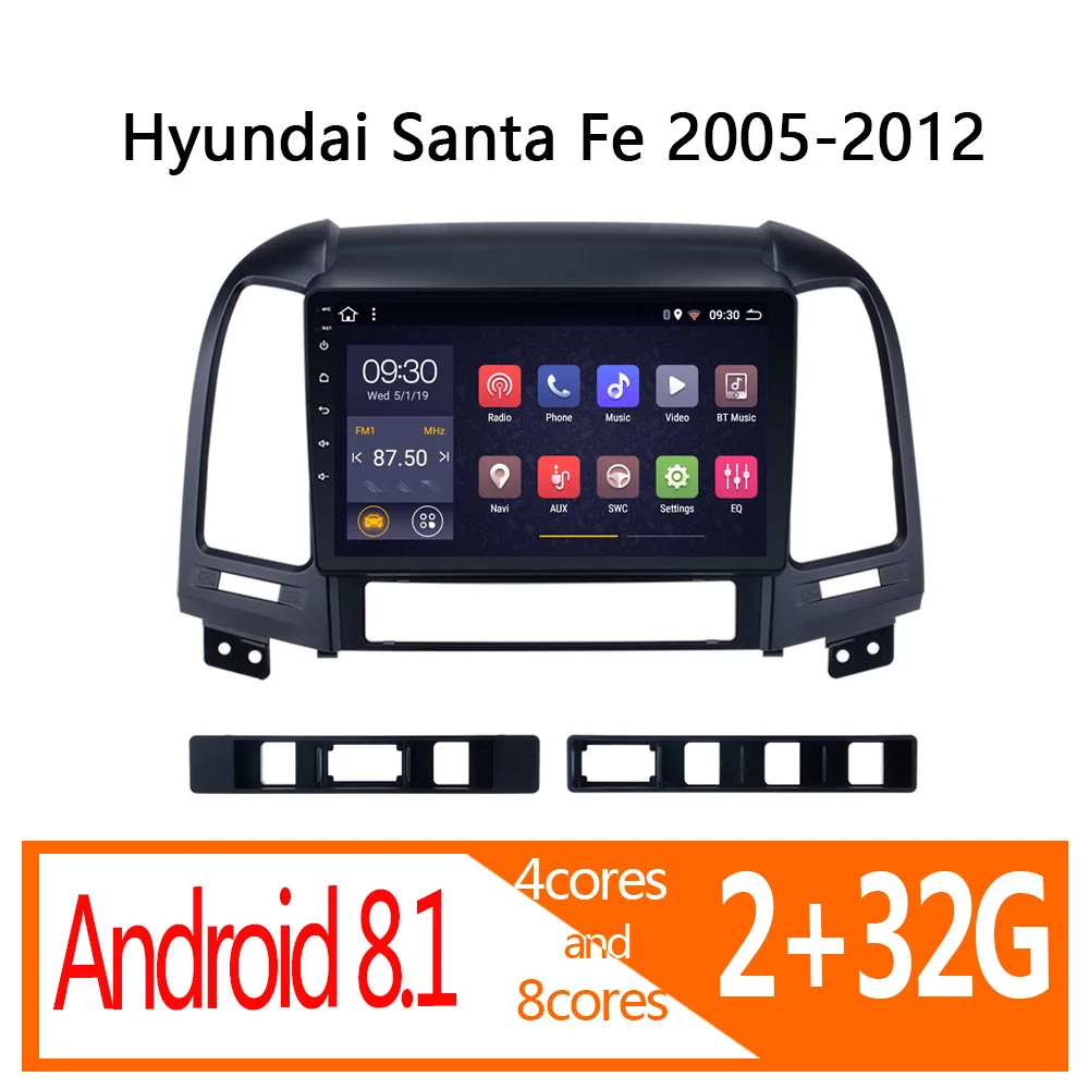 Автомагнитола для Hyundai Santa Fe Android 2 Гб ОЗУ 32 ПЗУ 2005 2006 2007 2008 2009 2010 2011
