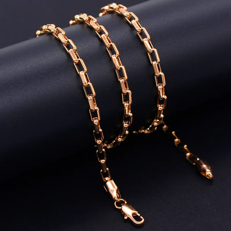 

Модное ожерелье Anietna в стиле хип-хоп цвета розового золота 585 пробы для мужчин и женщин 4 мм 60 см цепочка из звеньев подходящая цепочка Подвес...