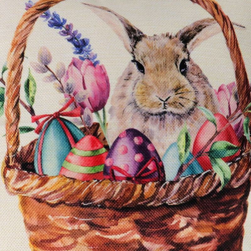 

45x45cm Cotton Linen Easter Cover Cushion Easter Decor for Home Happy Easter Day Decor 2020 Rabbit Eggs Pillowcase Party Gift