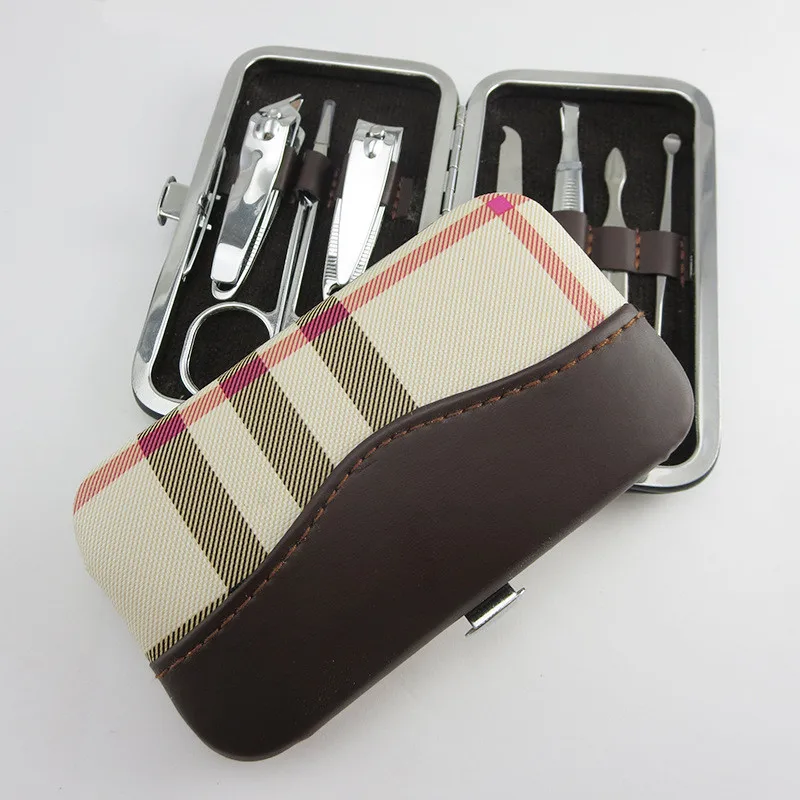 PU кожаный чехол 7 шт./компл. из нержавеющей стали инструменты для дизайна ногтей