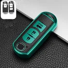 Модный ТПУ + кожаный чехол для автомобильного ключа, защитный чехол для Mazda 2 3 6 Axela Atenza CX5 CX7 CX9 MX5, аксессуары для дистанционного управления, защитный чехол