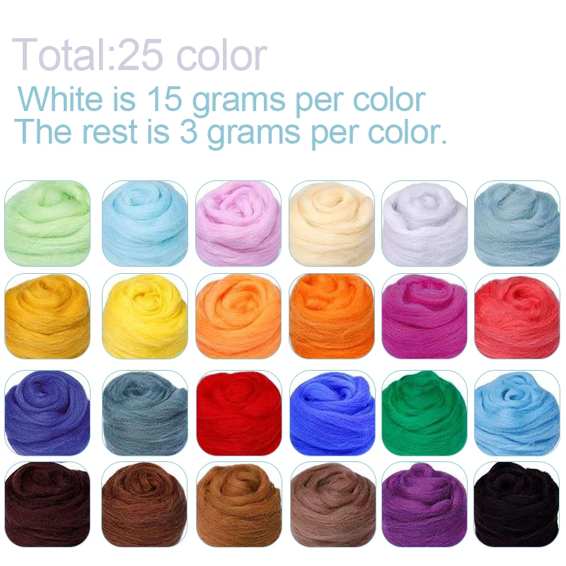 Набор для валяния MIUSIE из мягкого волокна Шерсть-ровинг игл 25 цветов с инструкцией