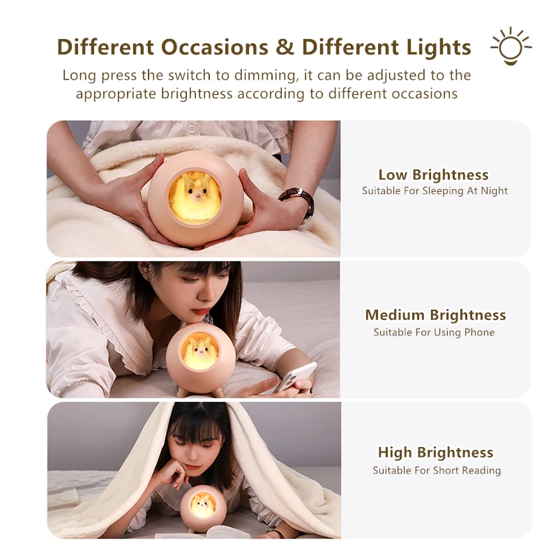 

Creative Little Pet House Atmosphere LED Night Lights Cat House Touch Dimmable Desk Lamp Gift For Kid Baby Bedroom Decoration