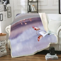 cartoon leaf flamingo blanket digital printing fashion twin full queen size bed sheet on bed sofa throw coral fleece blankets