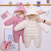 olekid 2021 newborn baby jumpsuit hooded plus velvet warm baby boys snowsuit toddler snow suit baby girl cotton overalls rompers