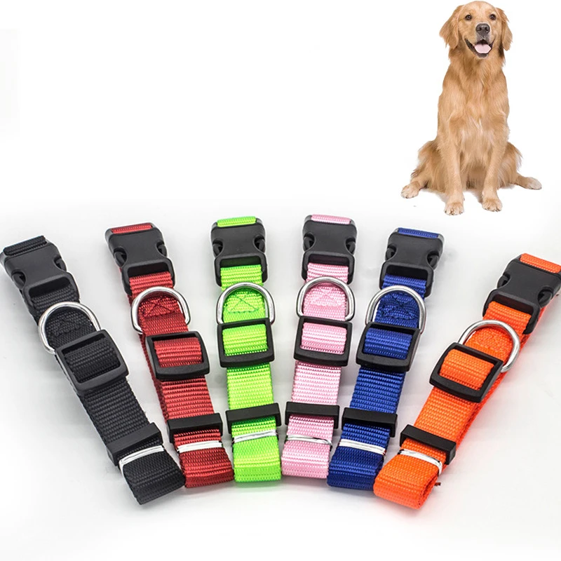 

Solid Color Imitated Nylon Dog Collars for Cats Outdoor Walking Lost Avoid Pet Accessories Multi Colors Basic Dog Harness XS-XL
