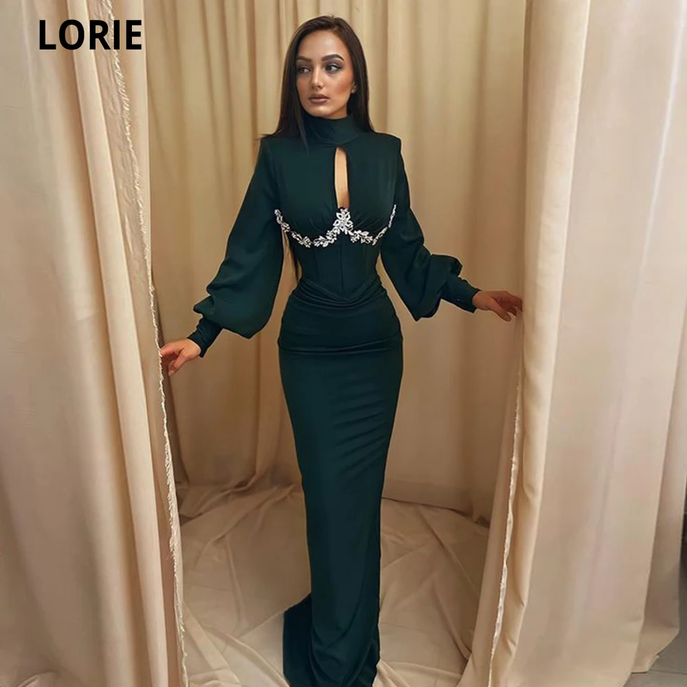 

LORIE Fashion Appliques Velvet Evening Dresses Long Sleeves High Neck Prom Party Dress Mermaid Formal Women Vestidos De Fiesta