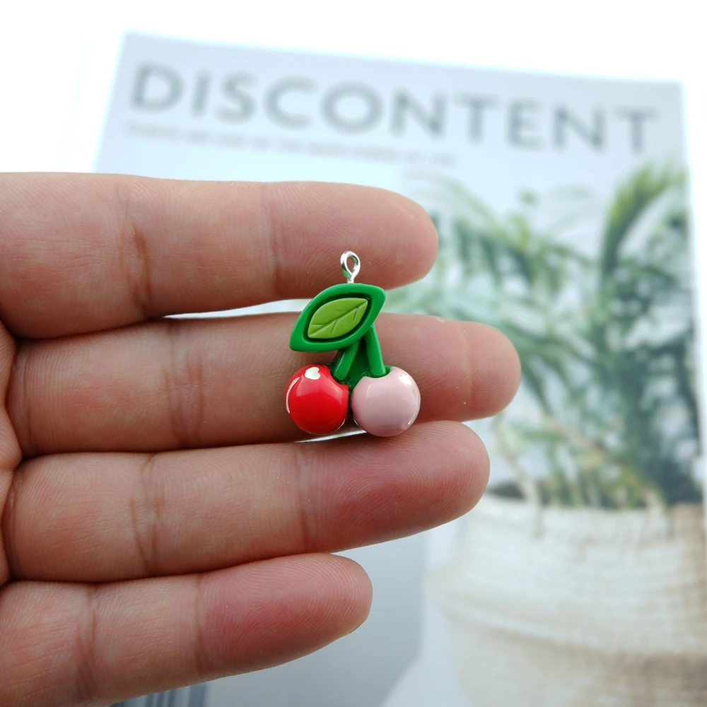 10pcs/Pack Fruit Pear Grape Cherry Pineapple Resin Earring Charms for Bracelet Pendant Jewelry Findings Phone Making - купить по