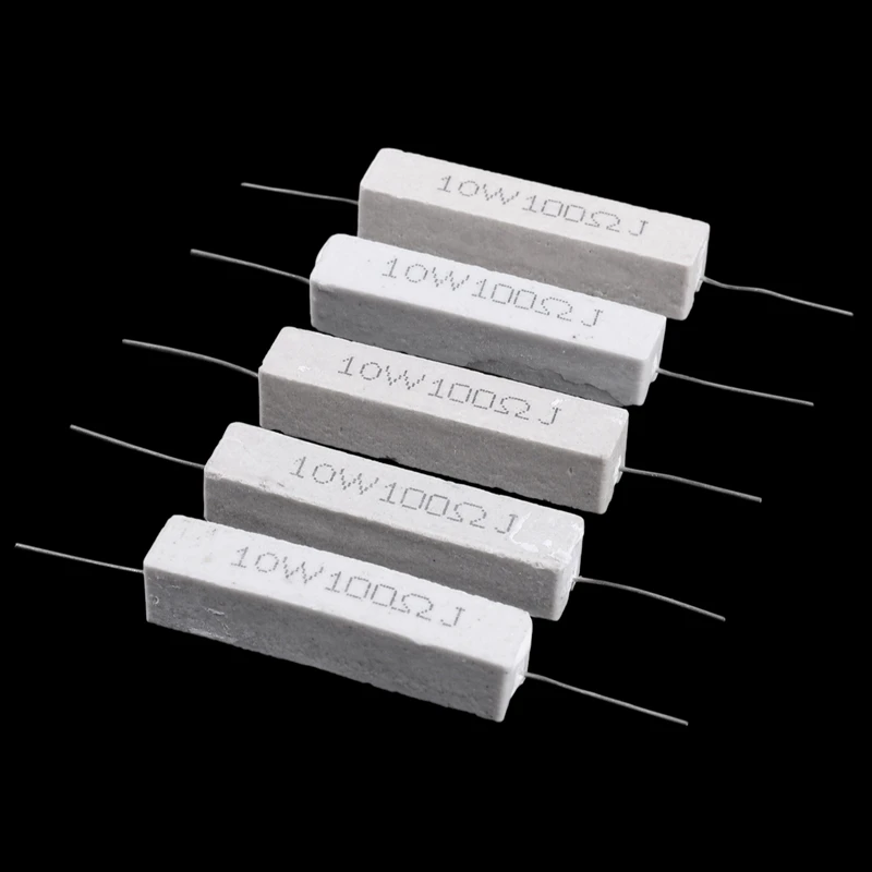 10 шт. Вт 5% проволочный керамический цементный Резистор 5 20 Ом и 100 Ом|Аксессуары