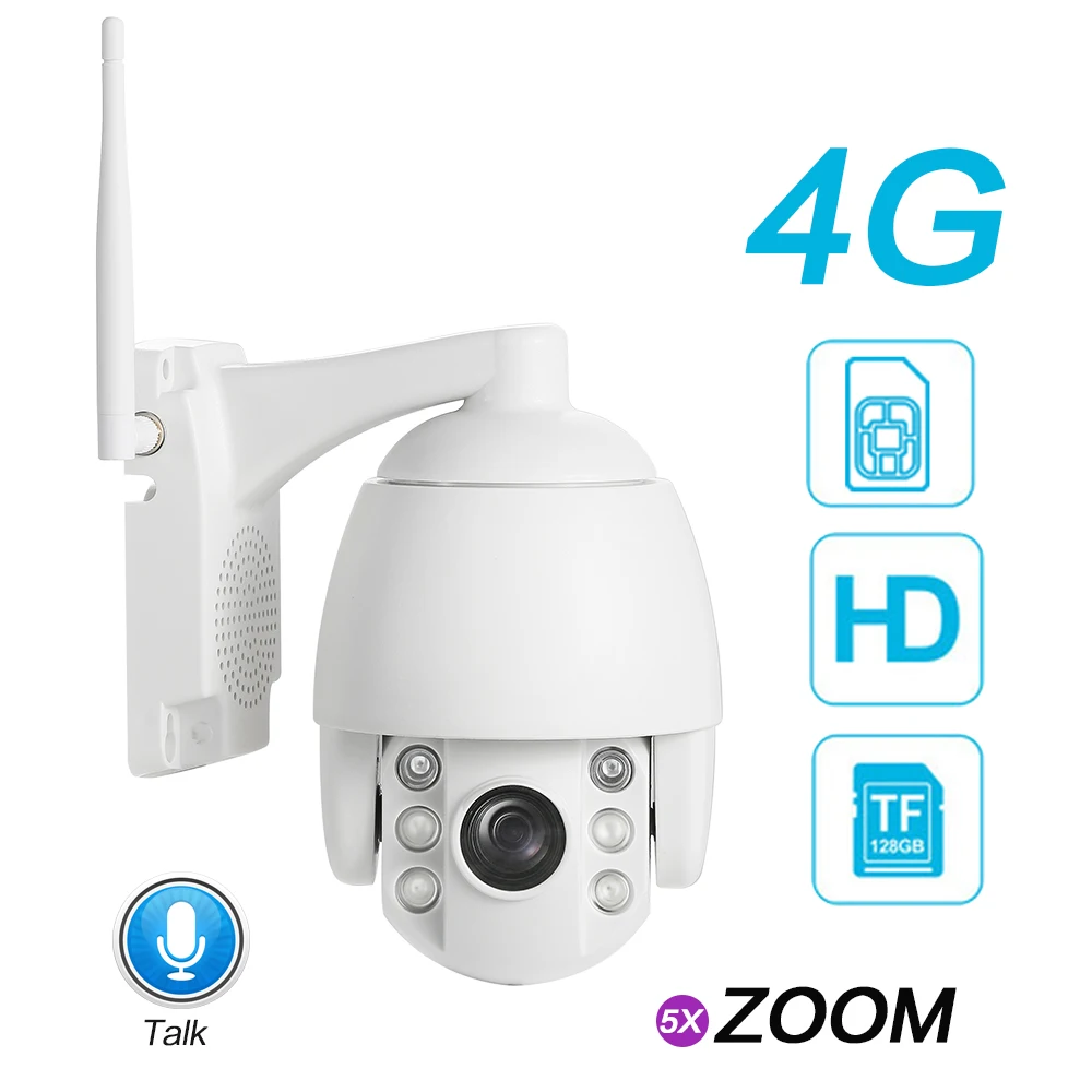 4G 3g Беспроводная PTZ ip-камера HD 1080P Открытый водонепроницаемый скоростной купол 5X зум/4 мм объектив двухстороннее аудио p2p CCTV Wi-Fi безопасности C