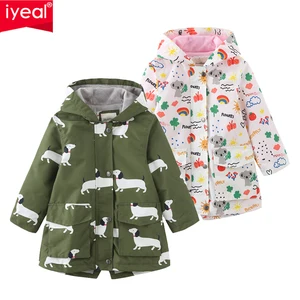IYEALдетский плащ для мальчиков и девочек Качественная верхняя одежда хлопковая повседневная детская ветровка с капюшоном и рисунком на весну-осень