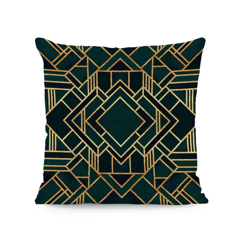 Luxury Popular Golden Geometric Pillowcase Marble Texture Living Room Decoration Sofa Rest Cushion Cover Symmetric Throw Pillow | Дом и сад