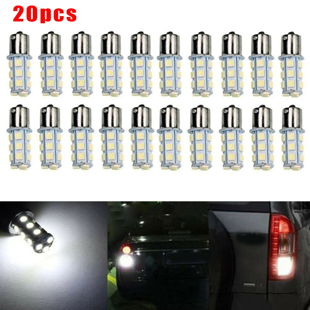 20 шт. DC12V 1156 1141 BA15S 18SMD интерьерные RV Camper белые светодиодные лампочки всестороннее