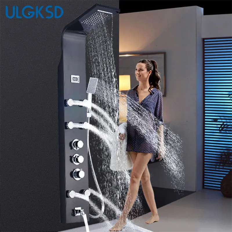 Термостатическая душевая панель колонна смеситель для душа нержавеющая сталь