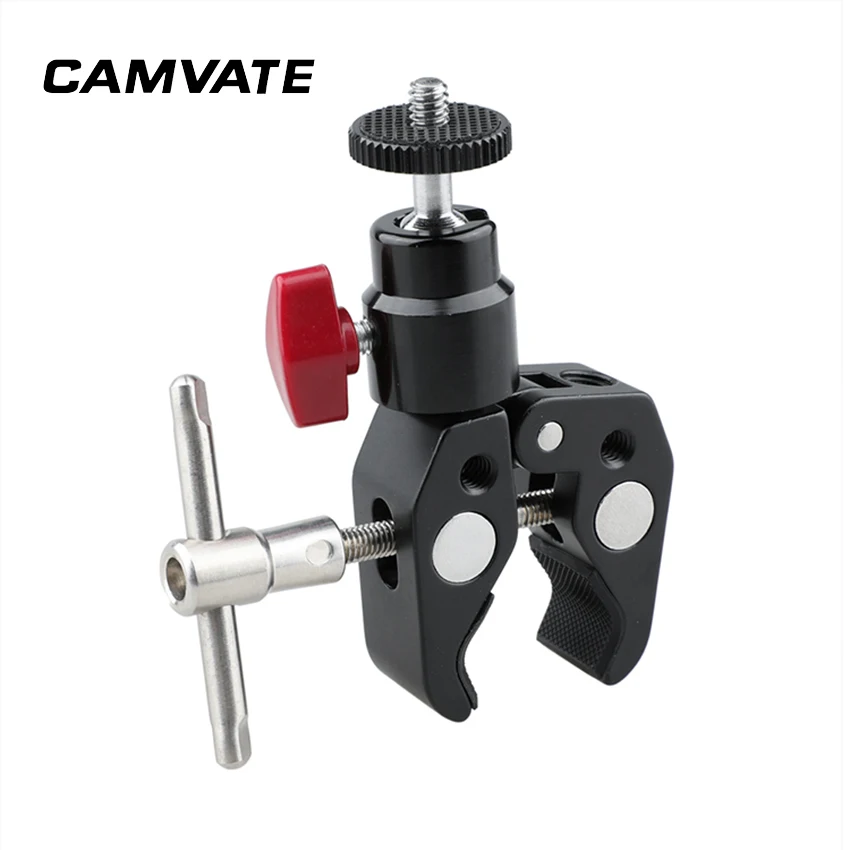 

CAMVATE Super Crab Clamp With 1/4" & 3/8" Female Male Thread + Magic Articulated Arm + Ball Head With 1/4" Thread Screw Mount