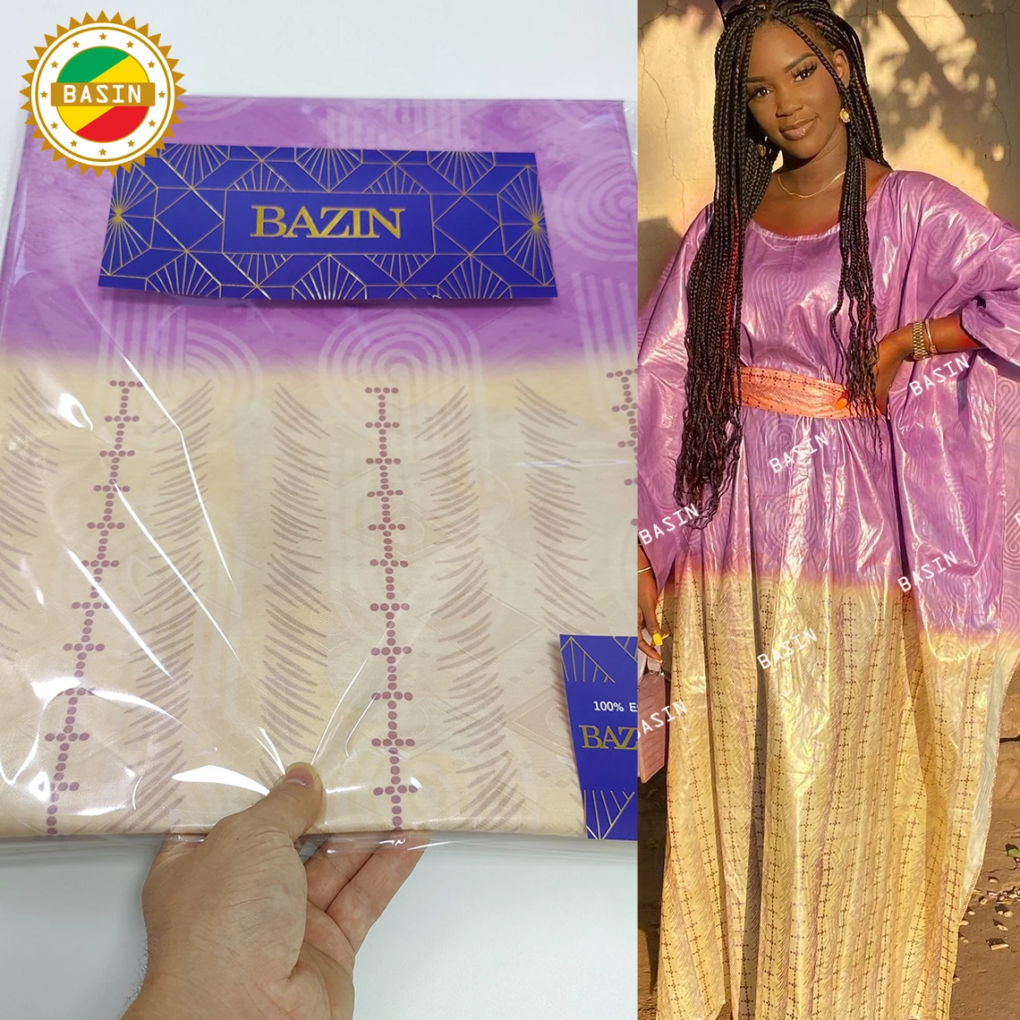 Розово-красный 100% хлопок базин богатый Gextczer для Африканской вечеринки на день