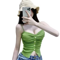 body shap sexy tanks tops solid color split design knitted sleeveless short style camisole summer vest