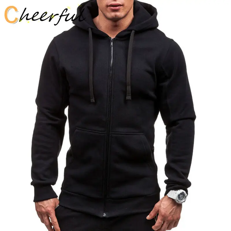 

Newest Autumn Winter Fashion Fleece Hoodie Mens Casual Slim Thermal Lined Hood Jacket Zip Outerwear Warm sweatshirt