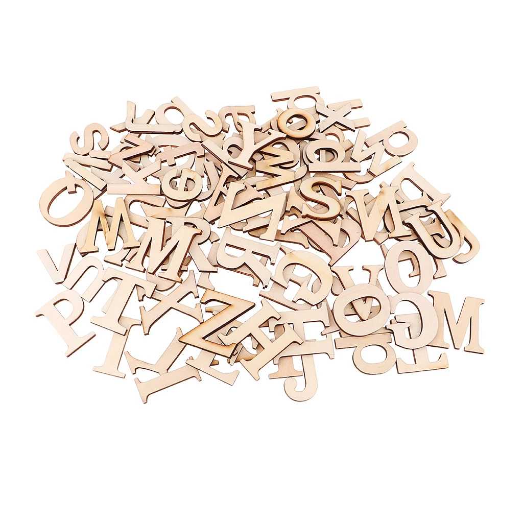 

52x Unpainted A-Z Alphabet Letters Unfinished Wood For Kids Educational Toys