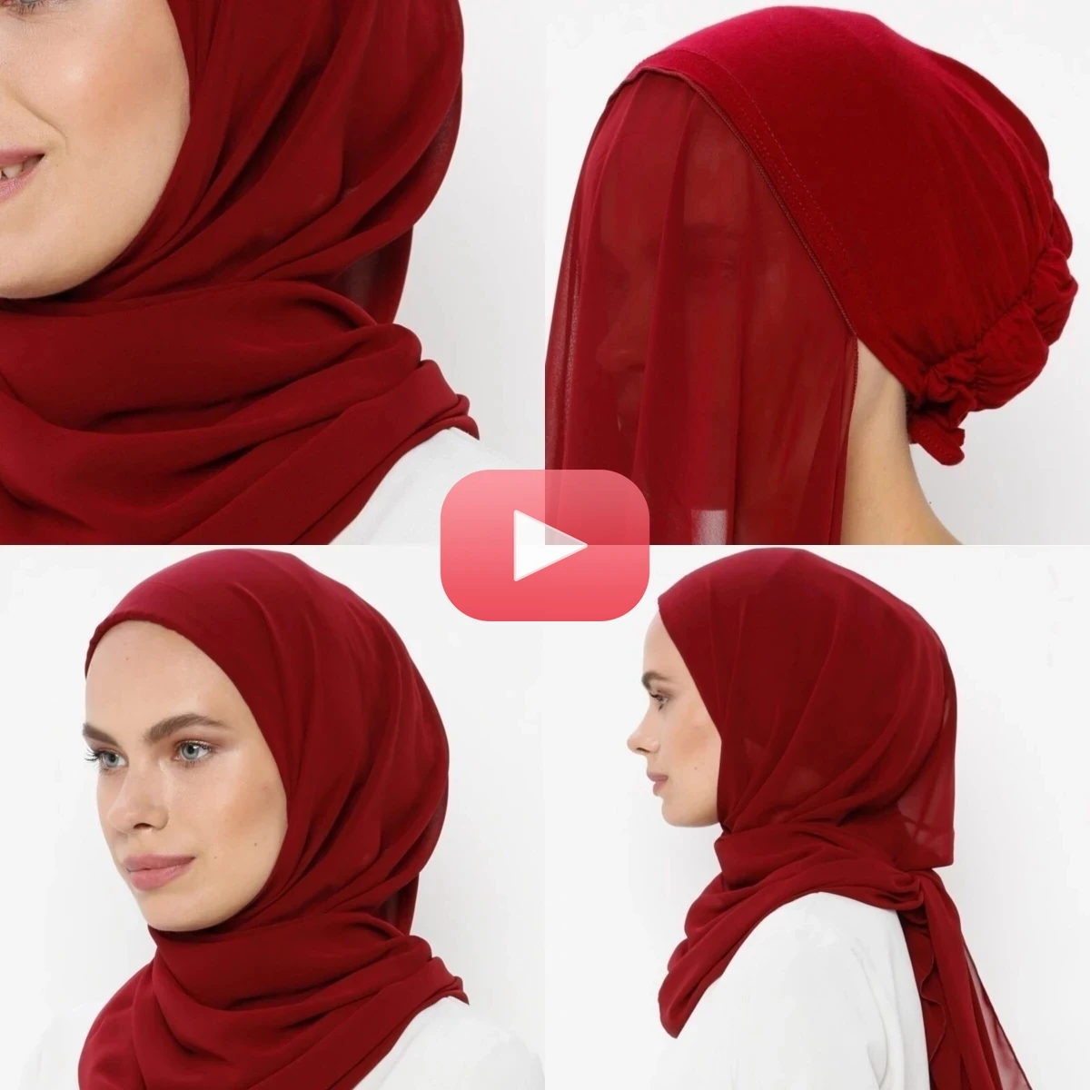 

Women Cap Bonnet + Chiffon Shawl Head Scarf Underscarf Caps Islam Inner Scarf Headband Stretch Hijab Cover Headwrap Turbante