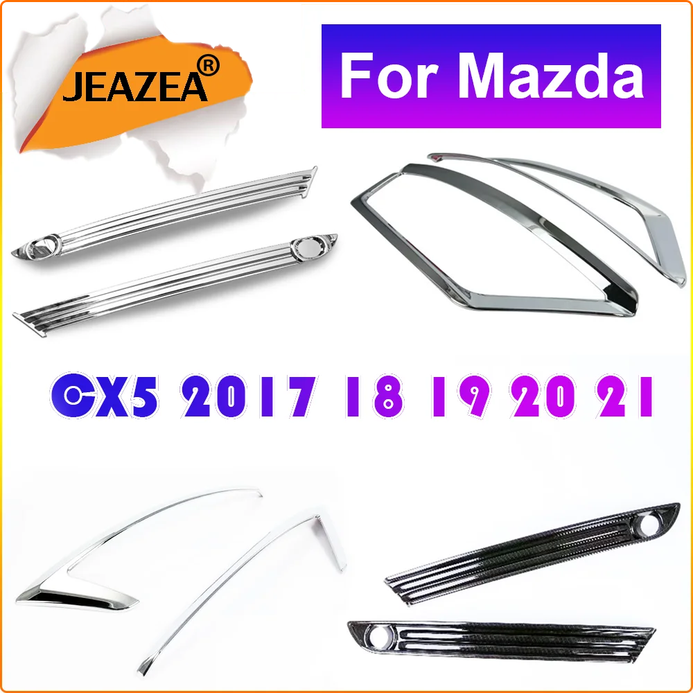 JEAZEA-Reflector delantero y trasero cromado ABS, cubierta de luz antiniebla, pegatina decorativa para Mazda CX-5, CX5, 2017, 18, 19, 202, 21, 2 uds.