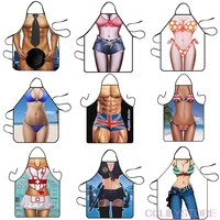 1 pieces household funny muscle man kitchen apron sexy women cooking pinafore home cleaning tool