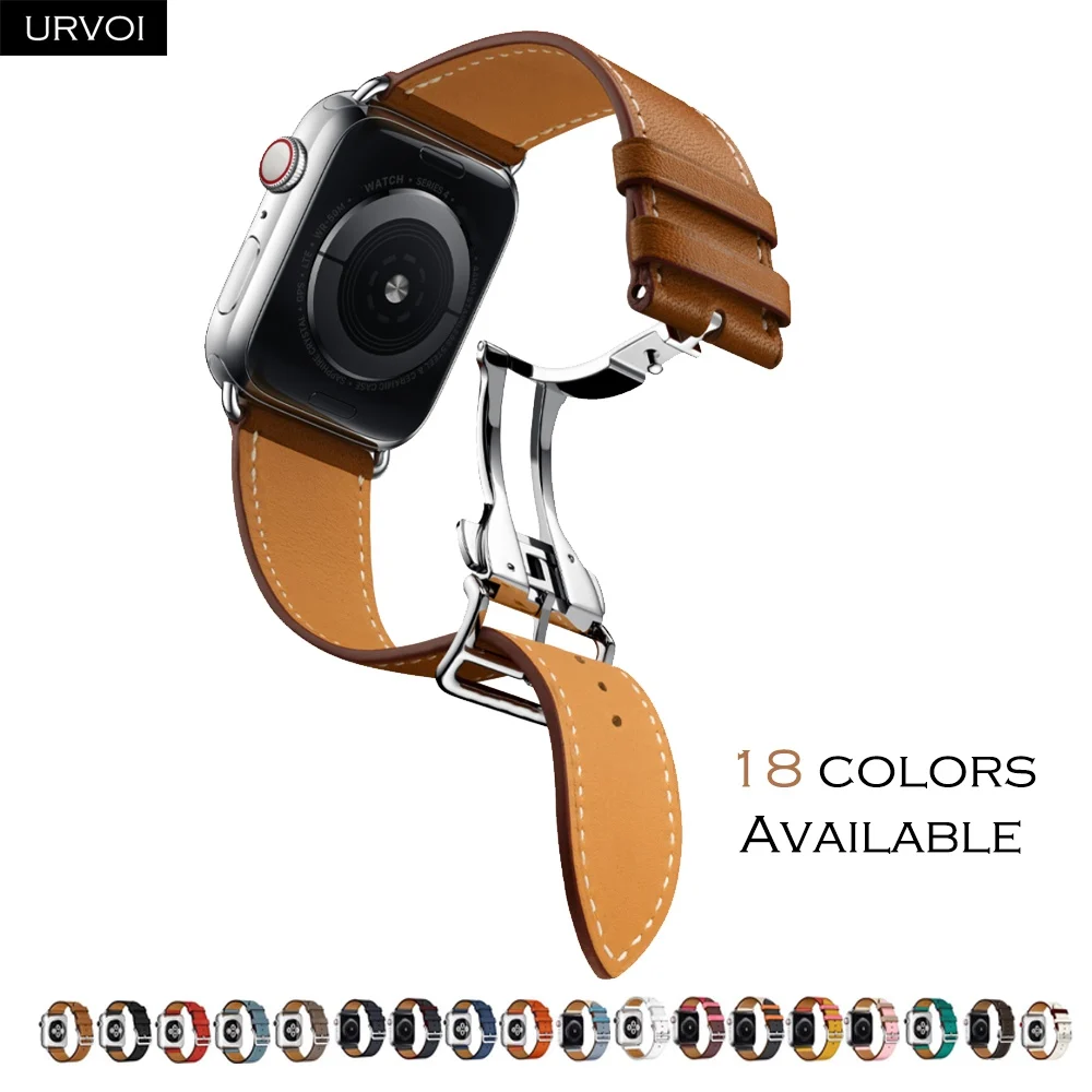 URVOI раскладной ремешок с пряжкой для Apple Watch 5 4 3 2 1 ремешок для iwatch Ремень Один Тур Дизайн Свифт кожа 38/40 42/44 мм