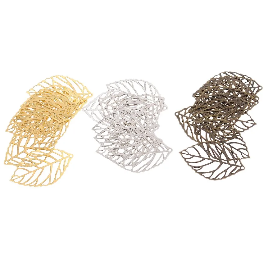 Бесплатная доставка розничная продажа 20 шт. филигранные листья металлические
