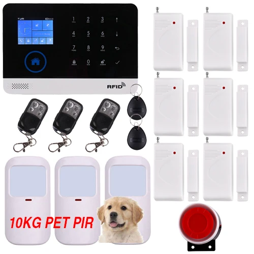 Option6 Беспроводная SIM GSM домашняя RFID Охранная ЖК-клавиатура с сенсорной клавиатурой wi-fi GSM сигнализация комплект датчиков английский, русский, испанский голос - Цвет: Option6