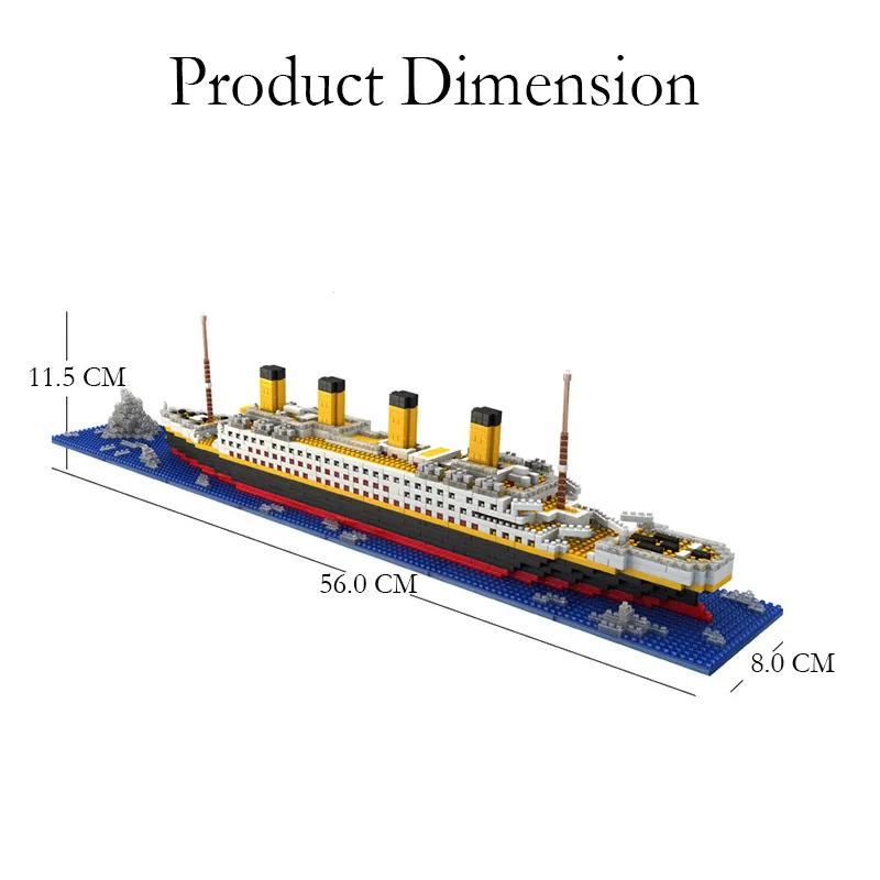 1860pcs Titanic Model Large Cruise Ship/Boat 3D Micro Building Blocks Bricks Collection DIY Toys for Children Christmas Gift - купить по
