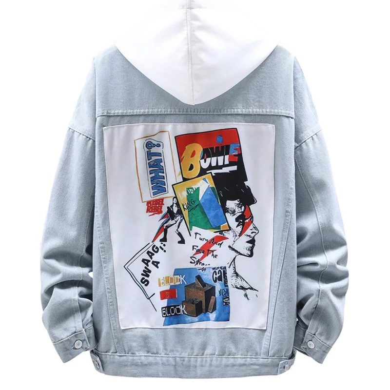 Мужская джинсовая куртка бомбер ковбойская в стиле милитари с принтом красоты