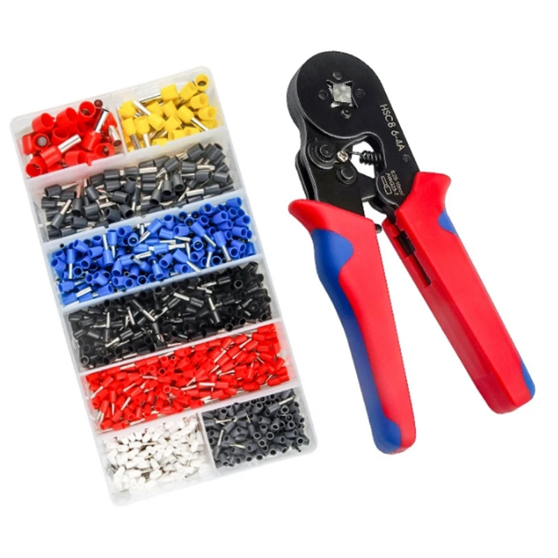 

HSC8 6-4 Crimping Pliers Stripping Cutting Plier 1200 Pcs/Box Tube Terminal Suit Electric Tools Set