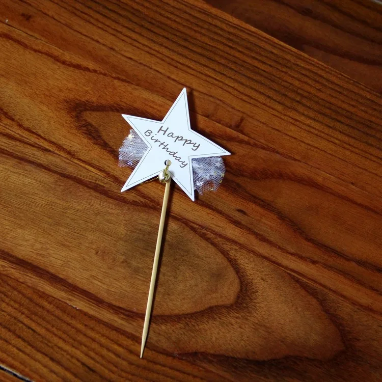 

New style baking cake decoration bell star mesh birthday cake decoration card