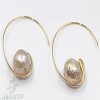 12 13mm white baroque pearl earrings 18k hook wedding jewelry dangler party aurora women accessories luxury cultured mesmerizing