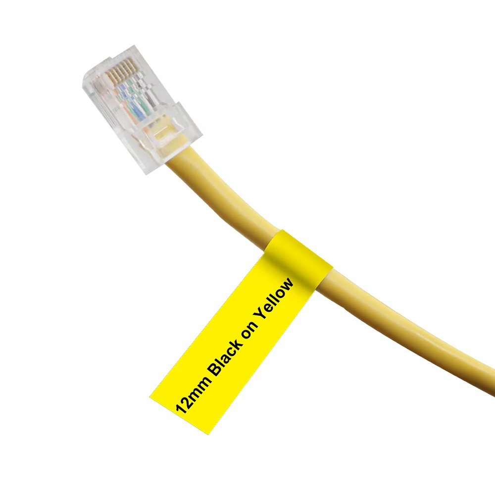 Fimax 1 шт. 18489 18491 совместимый с dymo гибкая нейлоновая ламинированная этикетка лента 18488 12 мм черный на белом для Rhino принтер этикеток - Цвет: 12mm Black on Yellow