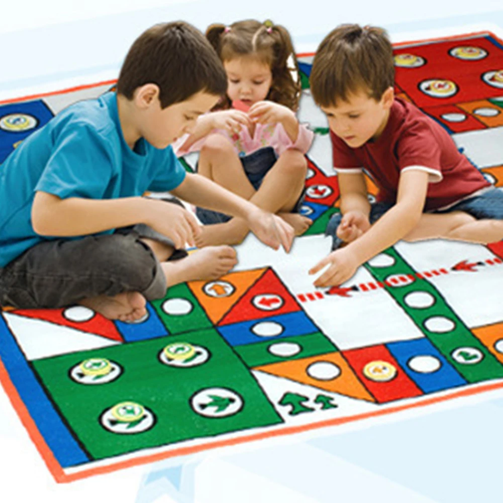 

82x82cm Flying Chess Gifts Crawling Pad Funny Board Game Set Folding Parent-child Interactive Play Mat Family Party Educational