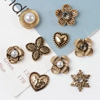 antique gold inlaid pearl flowers alloy material diy hand made hairpin accessories clothing bag shoes bracelet alloy material