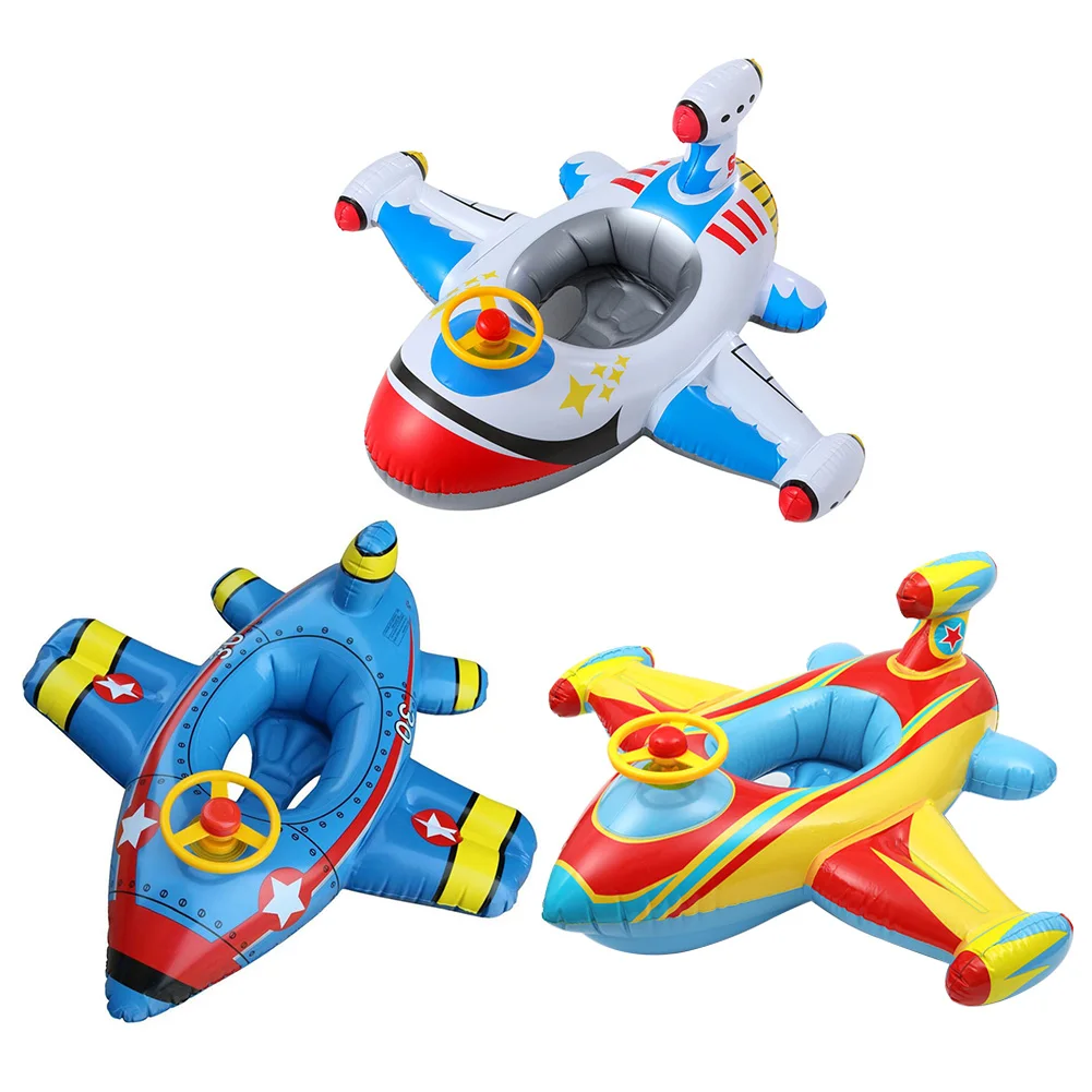 

Cartoon Aircraft Baby Swimming Ring Kids Inflatable Pool Float Circle Safety Swim Seat Children Summer Water Bathing Toys Access