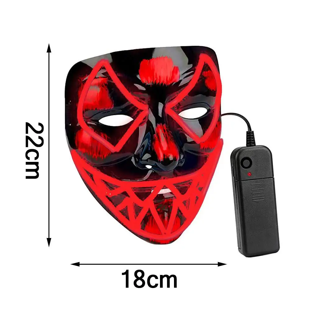 

Horror Mask Safe Wear-resistant LED Luminous Role-play Face Cover Glow Prop Facial Shield For Halloween Masquerade