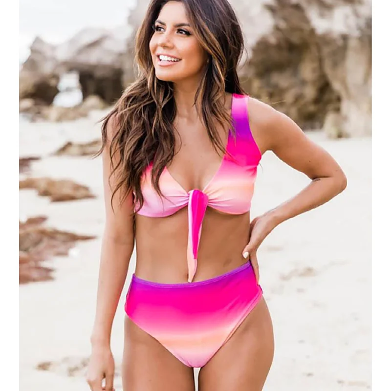 

Striped Print Bikinis Sexy Push Up Bathing Suit Women Swimwear 2022 Swimsuit Bandage Biquini Strap Bikini Set Mujer Beachwear XL