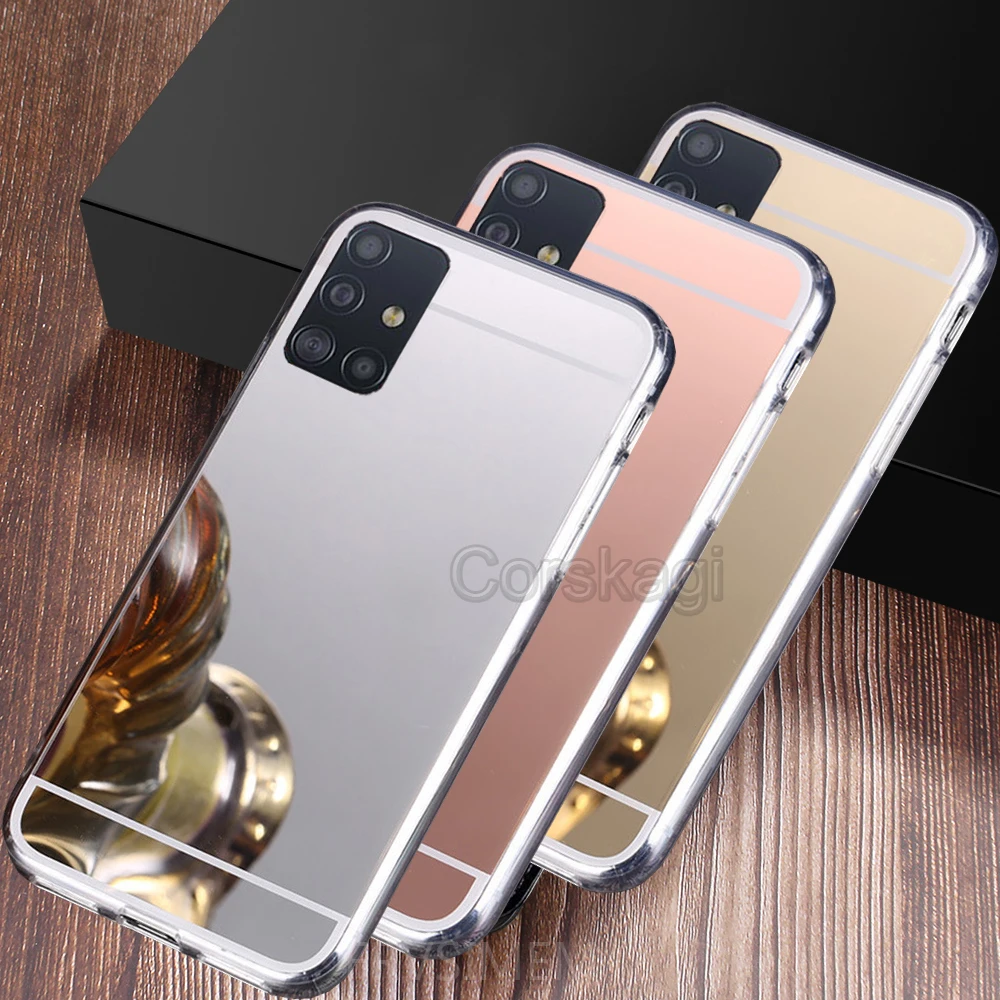 Зеркальный чехол с покрытием для Samsung Galaxy A31 A41 A11 A51 A71 A21S S10 Note 10 S10e S20 FE Plus