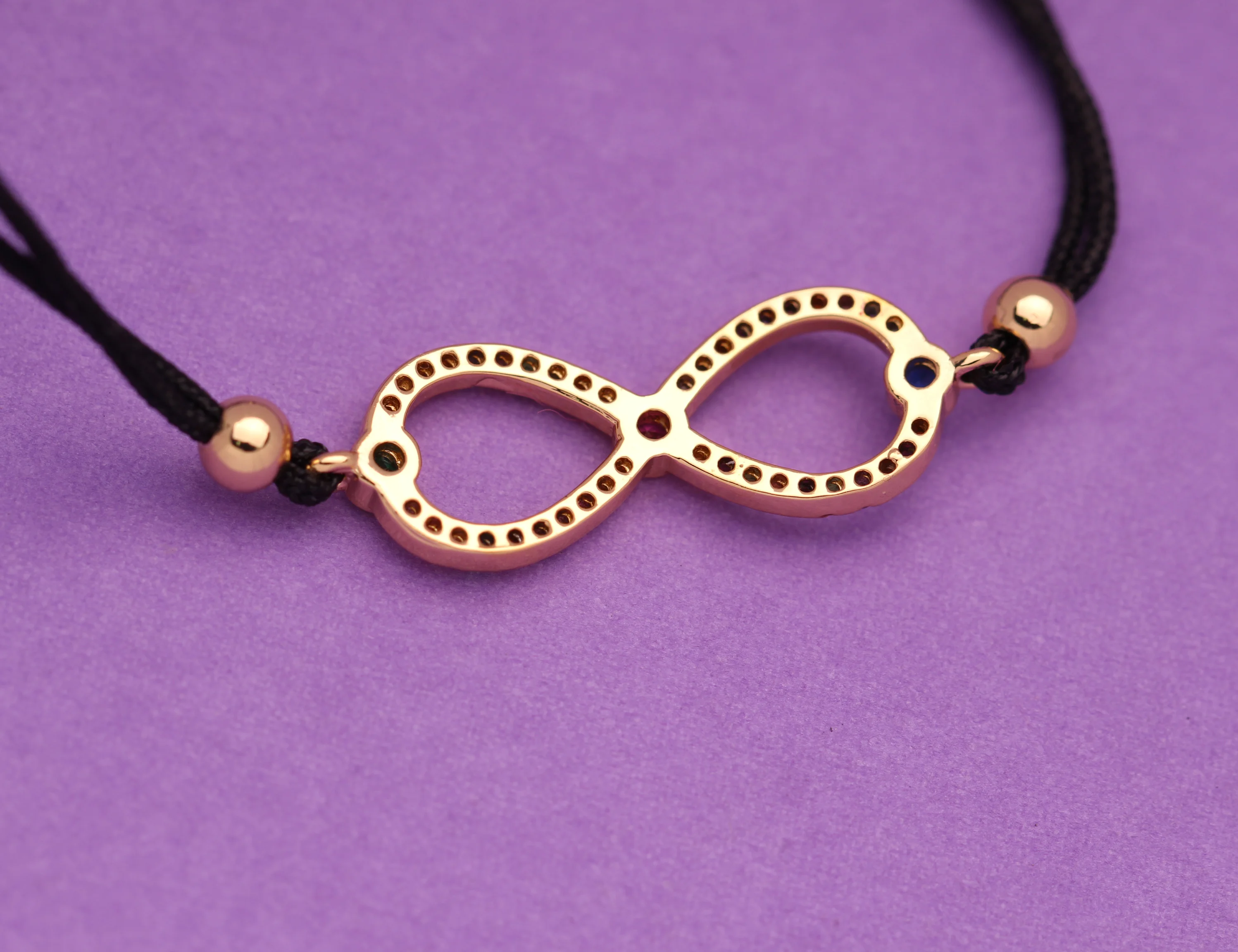 Блестящий разноцветный браслет с кубическим цирконием латунь бесконечность