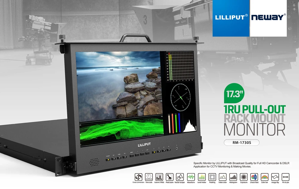 Lilliput RM-1730S 17," SDI и HDMI перекрестная Конвертация вещательного директора монитор Full HD 1920*1080 ips 1RU монитор для монтажа в стойку