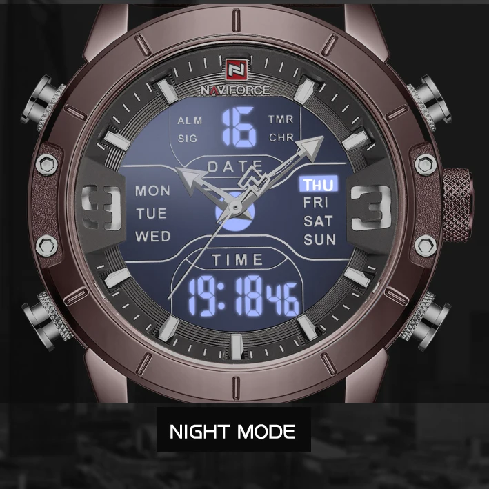 NAVIFORCE мужские часы Топ люксовый бренд кожа водонепроницаемые кварцевые Военные