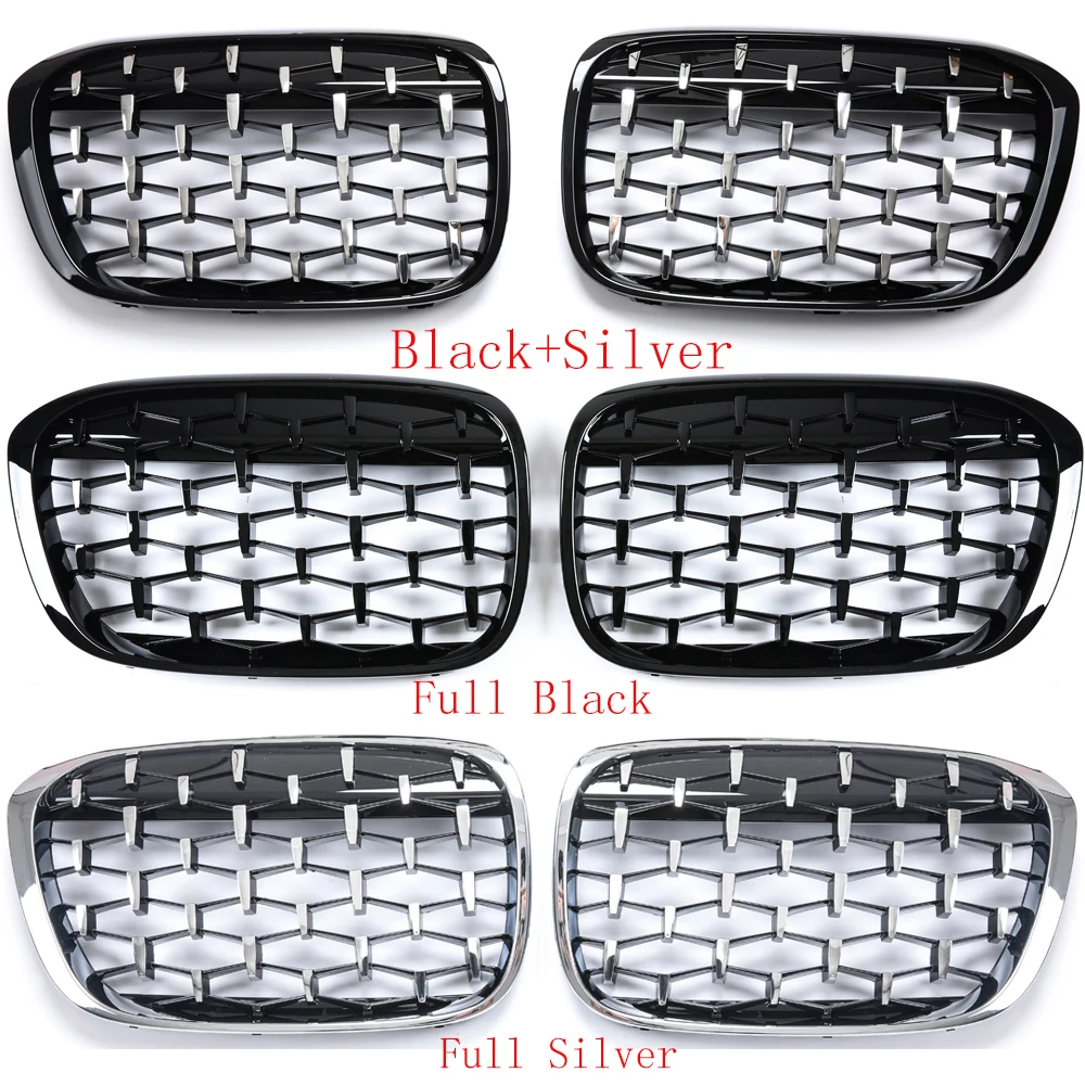 

For BMW X1 F48 F49 2016-2019 Diamond Grille Meteor Style Front Bumper Grill Car Styling